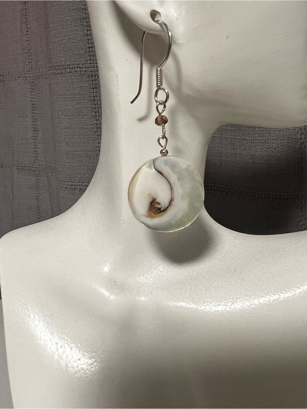 925 Sterling Silver Nautilus Shell Earrings | Natural Shell Dangle Earrings